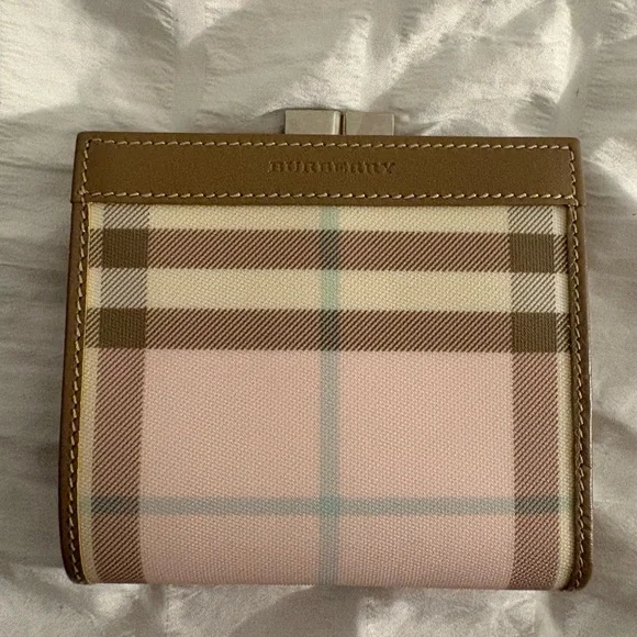 Burberry Pink and Brown Checkered Wallet - Picture 1 of 6